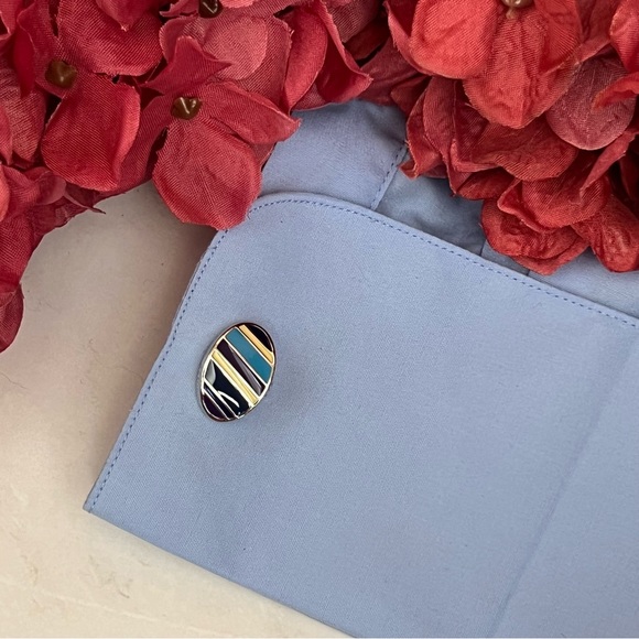 Oval Navy, Blue, Silver and Yellow Stripe Cufflinks - Picture 9 of 16